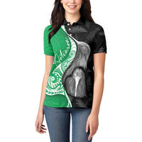 New Zealand Aotearoa Women Polo Shirt Kiwi Fern Maori Pattern Green Version