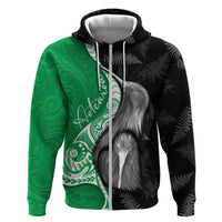 New Zealand Aotearoa Zip Hoodie Kiwi Fern Maori Pattern Green Version