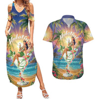 Aloha Hawaii Couples Matching Summer Maxi Dress and Hawaiian Shirt Hula Martini Tropical Vibes - Polynesian Pride