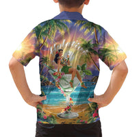 Aloha Hawaii Family Matching Tank Maxi Dress and Hawaiian Shirt Hula Martini Tropical Vibes - Polynesian Pride