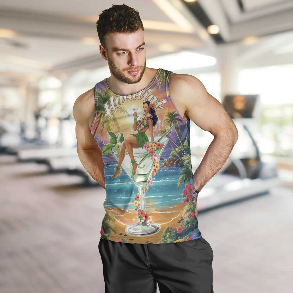 Aloha Hawaii Men Tank Top Hula Martini Tropical Vibes - Polynesian Pride