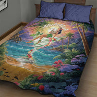Aloha Hawaii Quilt Bed Set Hula Martini Tropical Vibes - Polynesian Pride