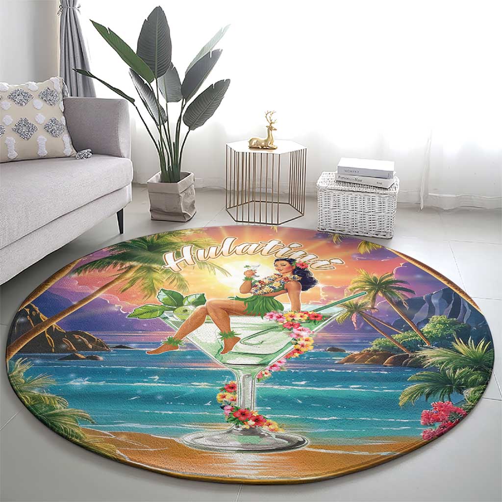 Aloha Hawaii Round Carpet Hula Martini Tropical Vibes - Polynesian Pride