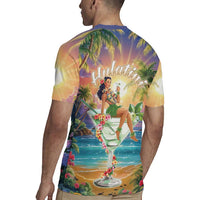 Aloha Hawaii Rugby Jersey Hula Martini Tropical Vibes - Polynesian Pride