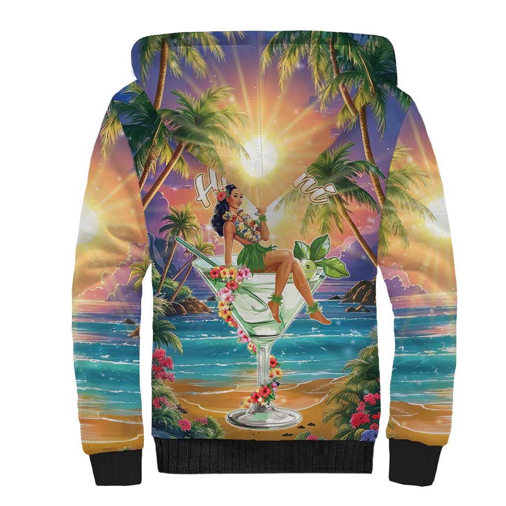 Aloha Hawaii Sherpa Hoodie Hula Martini Tropical Vibes - Polynesian Pride