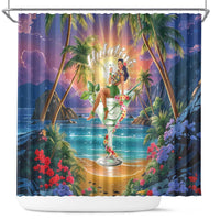 Aloha Hawaii Shower Curtain Hula Martini Tropical Vibes - Polynesian Pride
