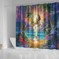 Aloha Hawaii Shower Curtain Hula Martini Tropical Vibes - Polynesian Pride