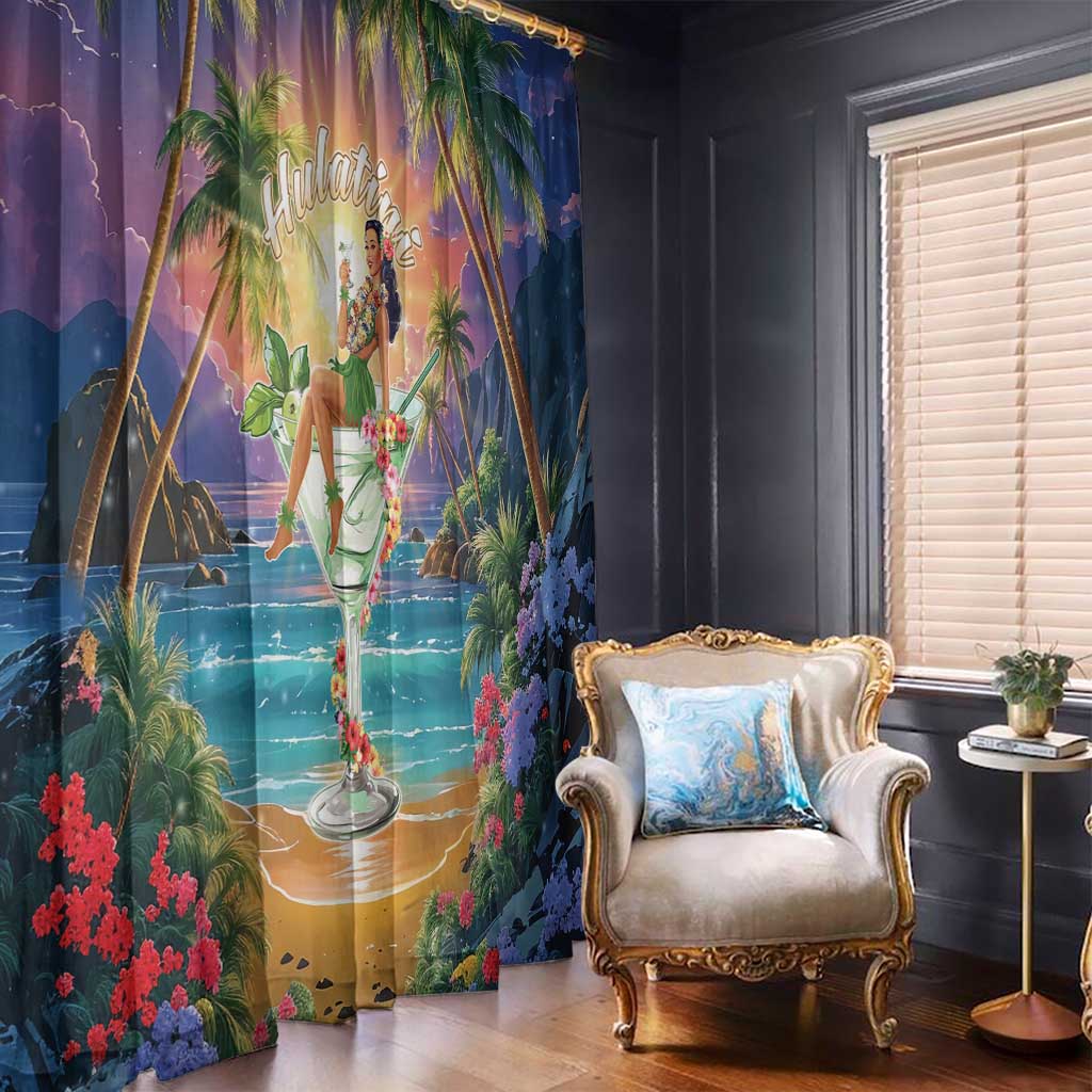 Aloha Hawaii Window Curtain Hula Martini Tropical Vibes - Polynesian Pride