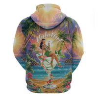 Aloha Hawaii Zip Hoodie Hula Martini Tropical Vibes - Polynesian Pride