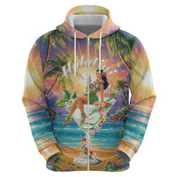 Aloha Hawaii Zip Hoodie Hula Martini Tropical Vibes - Polynesian Pride