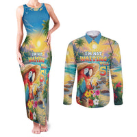 Hawaii Parrot Couples Matching Tank Maxi Dress and Long Sleeve Button Shirt Im Not Waiting Till 5 Oclock LT05 Colorful - Polynesian Pride