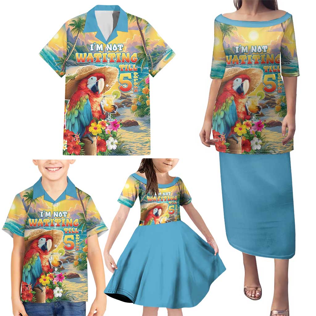 Hawaii Parrot Family Matching Puletasi and Hawaiian Shirt Im Not Waiting Till 5 Oclock - Polynesian Pride