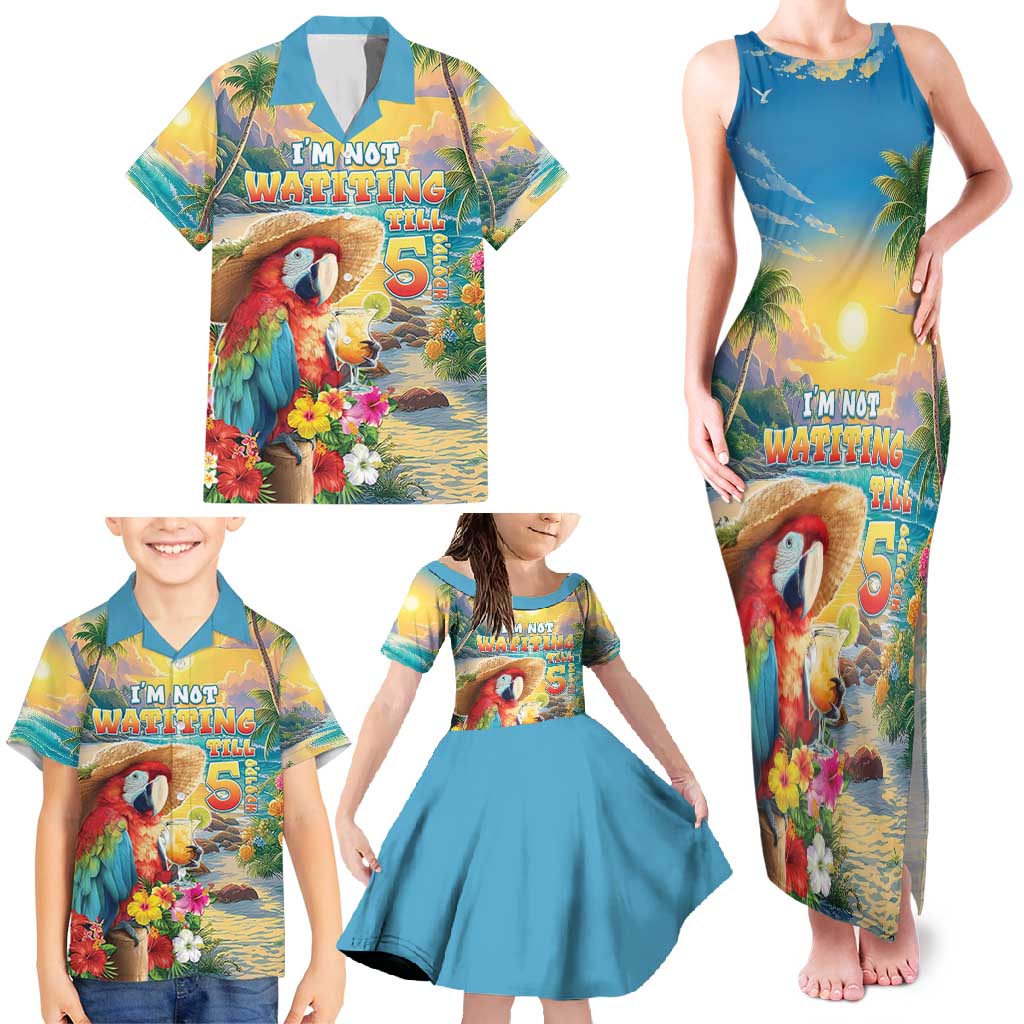 Hawaii Parrot Family Matching Tank Maxi Dress and Hawaiian Shirt Im Not Waiting Till 5 Oclock - Polynesian Pride