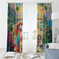 Hawaii Parrot Window Curtain Im Not Waiting Till 5 Oclock - Polynesian Pride