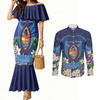 Guam Liberation Day Couples Matching Mermaid Dress and Long Sleeve Button Shirt Pas Para I Chamoru