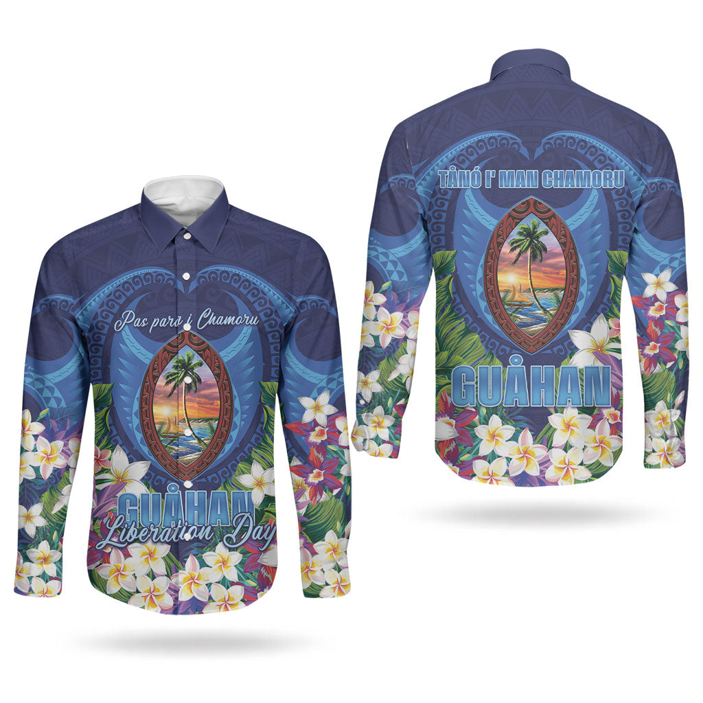 Guam Liberation Day Couples Matching Summer Maxi Dress and Long Sleeve Button Shirt Pas Para I Chamoru