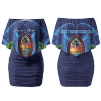 Guam Liberation Day Family Matching Off Shoulder Short Dress and Hawaiian Shirt Pas Para I Chamoru