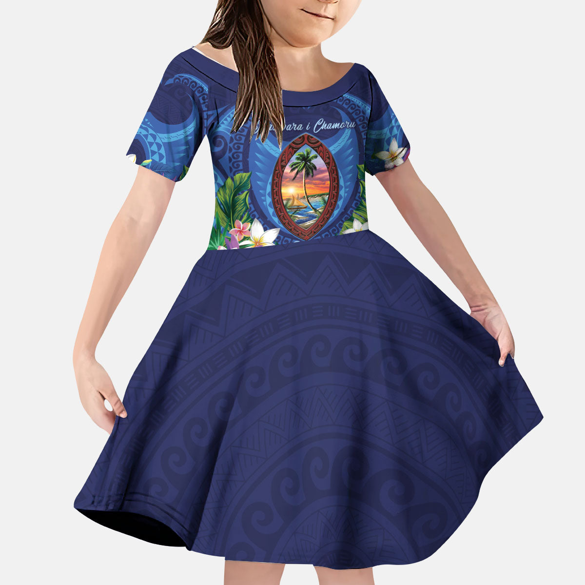 Guam Liberation Day Kid Short Sleeve Dress Pas Para I Chamoru