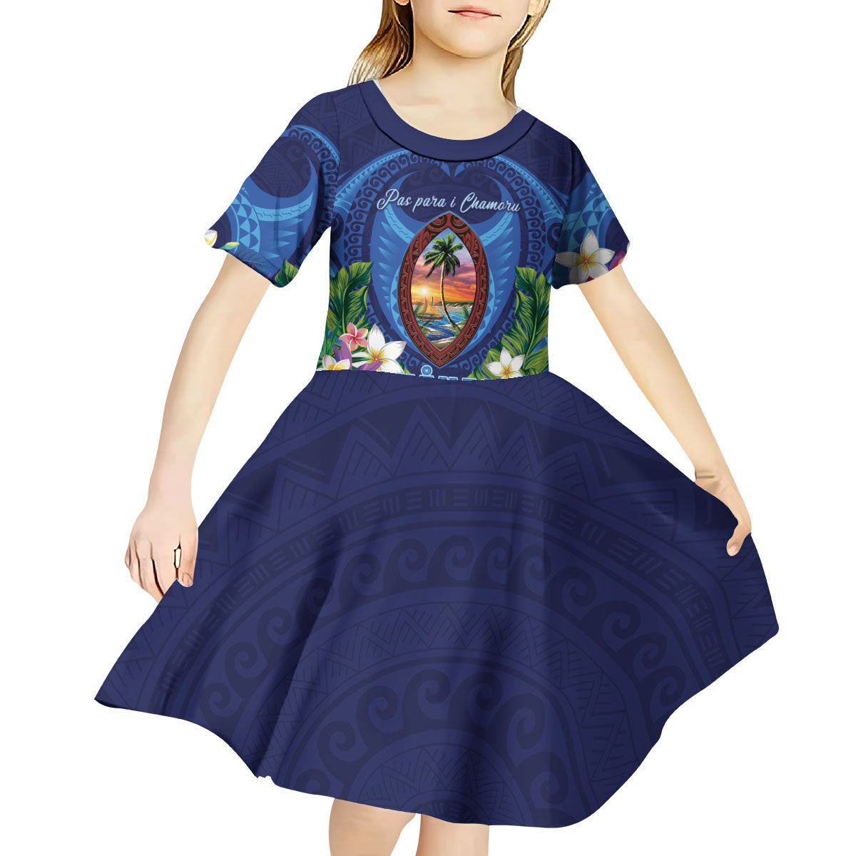 Guam Liberation Day Kid Short Sleeve Dress Pas Para I Chamoru