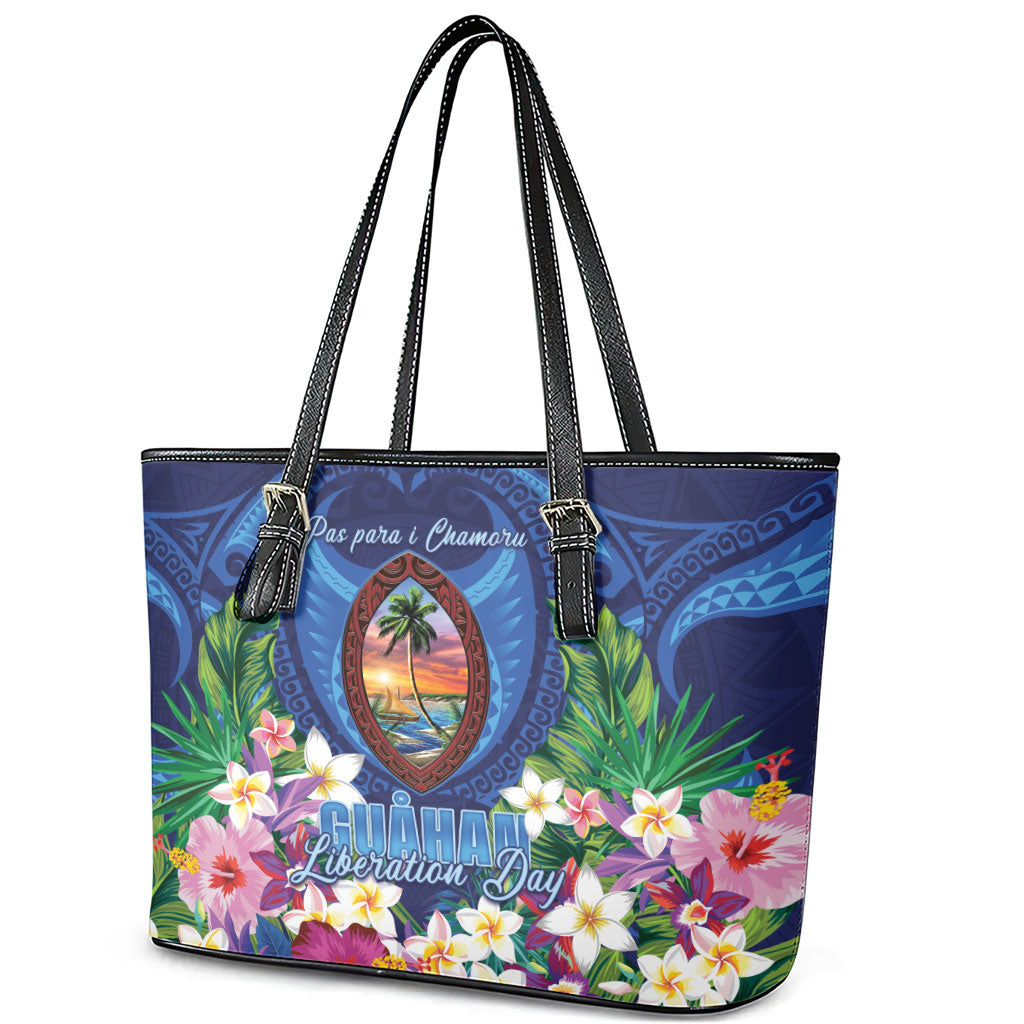 Guam Liberation Day Leather Tote Bag Pas Para I Chamoru
