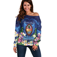 Guam Liberation Day Off Shoulder Sweater Pas Para I Chamoru
