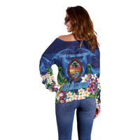 Guam Liberation Day Off Shoulder Sweater Pas Para I Chamoru