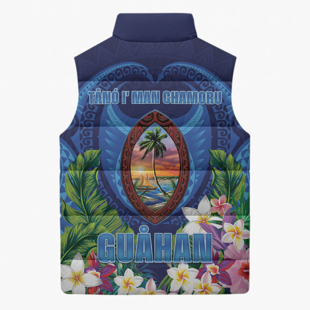 Guam Liberation Day Sleeveless Puffer Jacket Pas Para I Chamoru