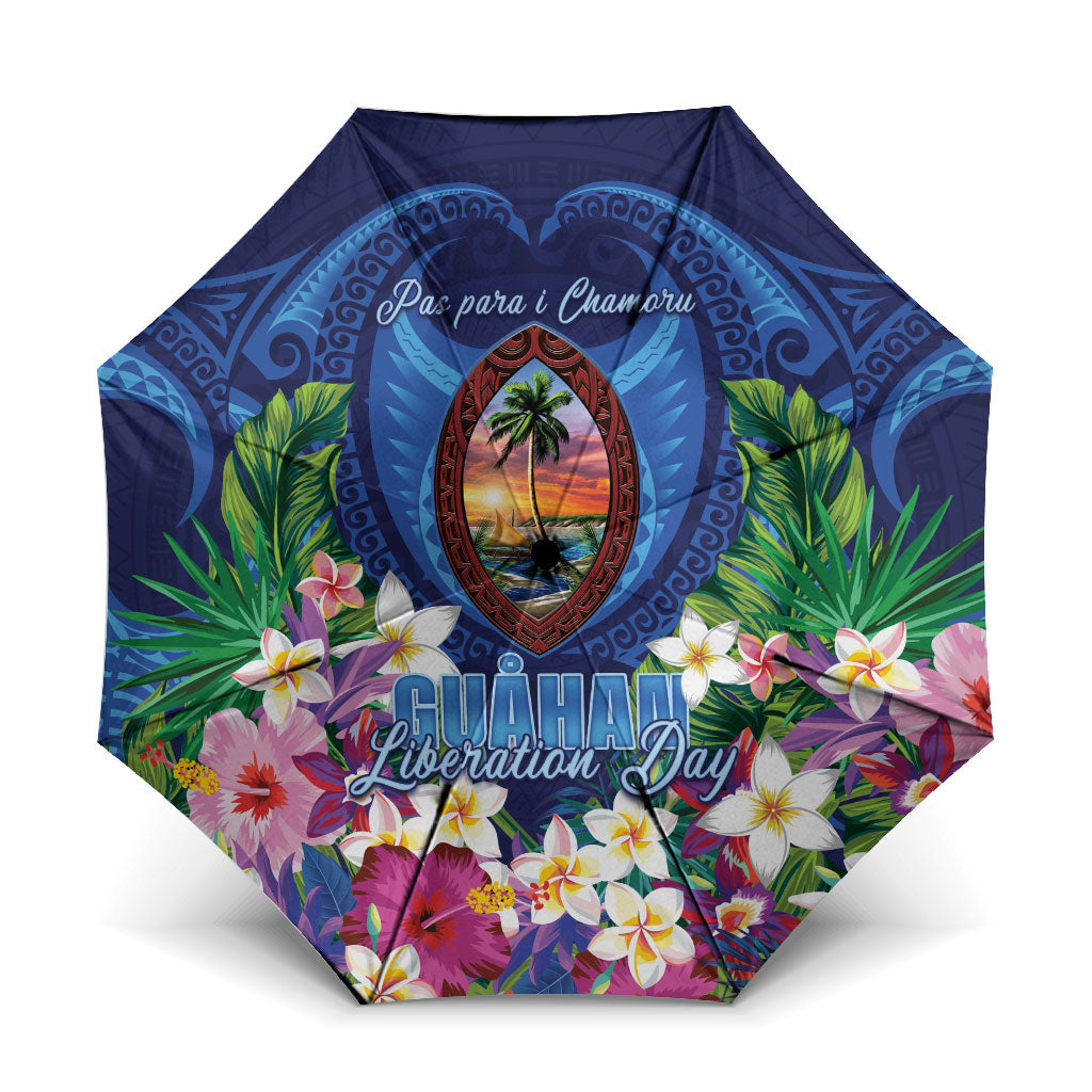 Guam Liberation Day Umbrella Pas Para I Chamoru LT05 One Size Folded 11.42 inch Opened Diameter 37.4 inch Navy - Polynesian Pride