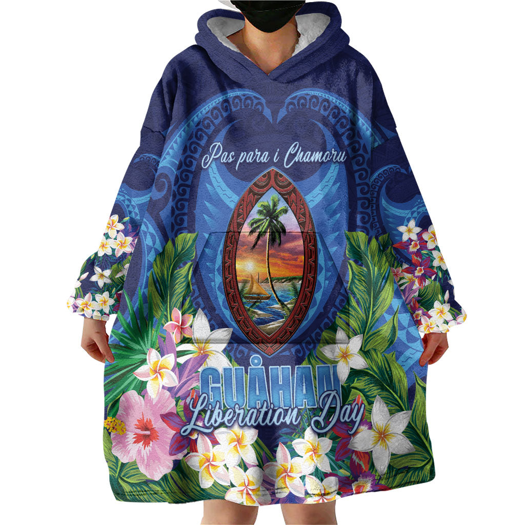 Guam Liberation Day Wearable Blanket Hoodie Pas Para I Chamoru