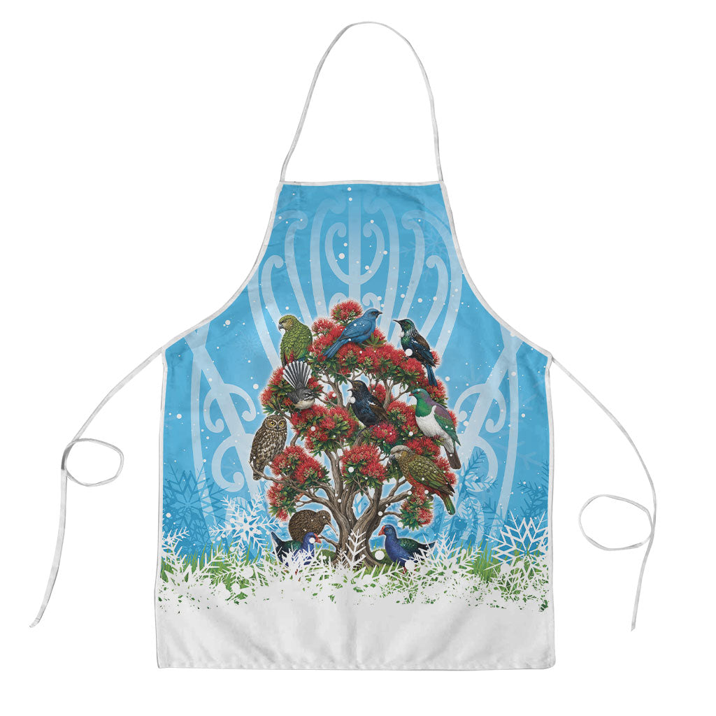 New Zealand Birds Christmas Apron Pohutukawa Xmas Tree