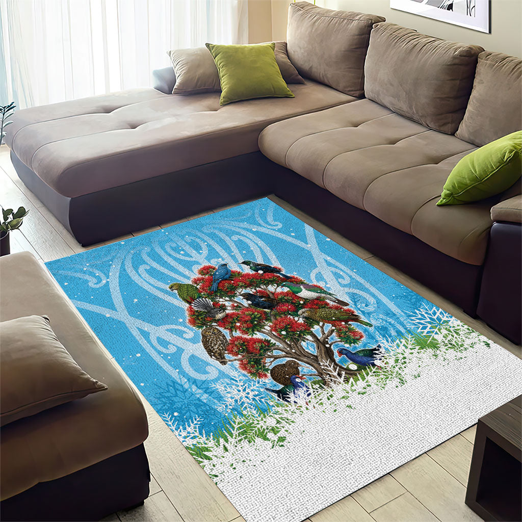 New Zealand Birds Christmas Area Rug Pohutukawa Xmas Tree