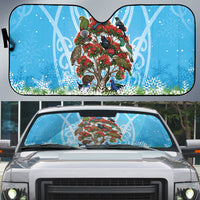 New Zealand Birds Christmas Auto Sun Shade Pohutukawa Xmas Tree