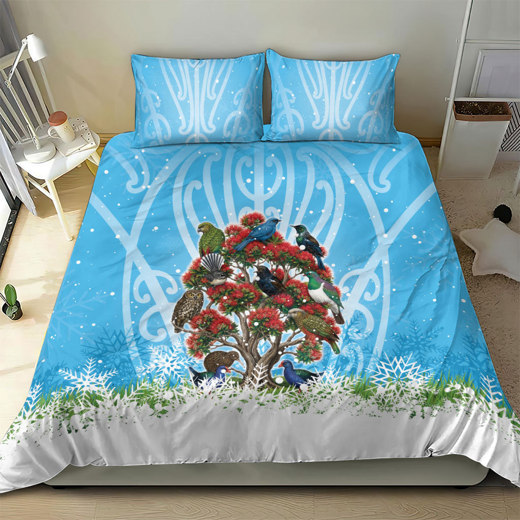 New Zealand Birds Christmas Bedding Set Pohutukawa Xmas Tree