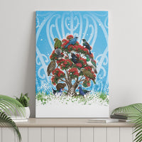 New Zealand Birds Christmas Canvas Wall Art Pohutukawa Xmas Tree
