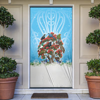 New Zealand Birds Christmas Door Cover Pohutukawa Xmas Tree