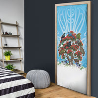 New Zealand Birds Christmas Door Cover Pohutukawa Xmas Tree