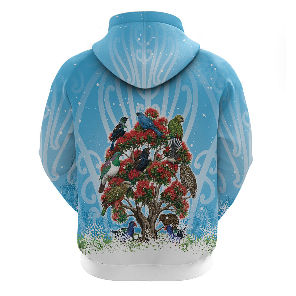 New Zealand Birds Christmas Hoodie Pohutukawa Xmas Tree