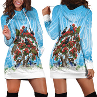 New Zealand Birds Christmas Hoodie Dress Pohutukawa Xmas Tree