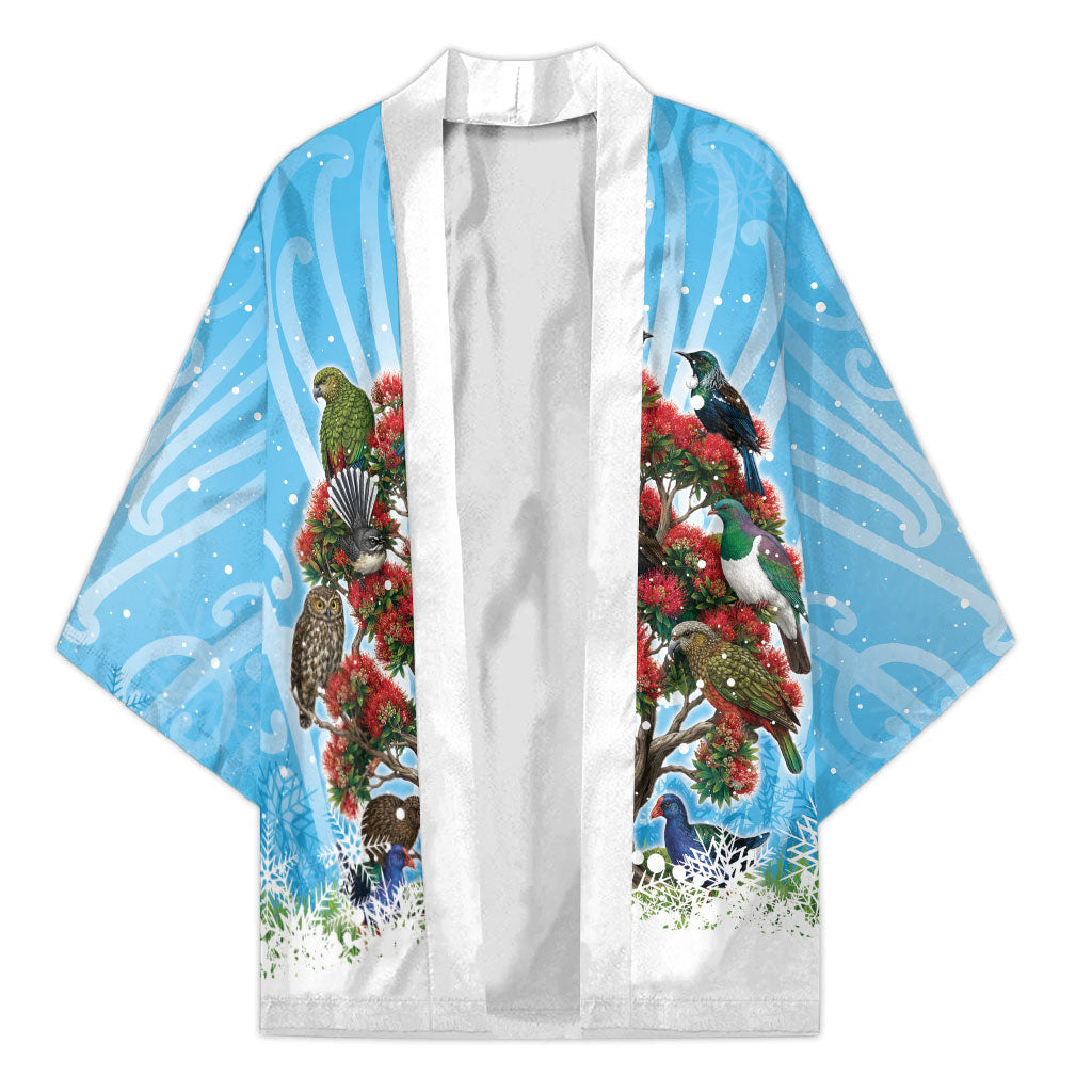 New Zealand Birds Christmas Kimono Pohutukawa Xmas Tree