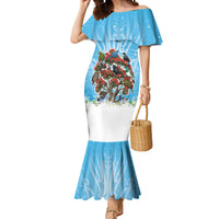 New Zealand Birds Christmas Mermaid Dress Pohutukawa Xmas Tree