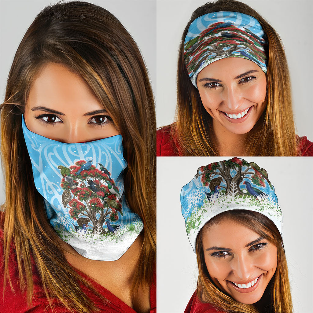 New Zealand Birds Christmas Neck Gaiter Pohutukawa Xmas Tree