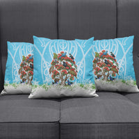 New Zealand Birds Christmas Pillow Cover Pohutukawa Xmas Tree