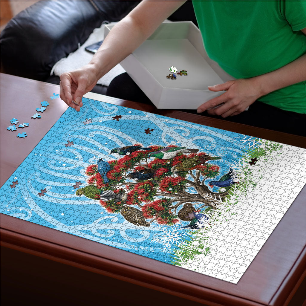 New Zealand Birds Christmas Puzzle Pohutukawa Xmas Tree