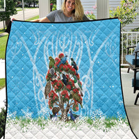 New Zealand Birds Christmas Quilt Pohutukawa Xmas Tree