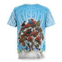 New Zealand Birds Christmas Rugby Jersey Pohutukawa Xmas Tree