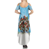 New Zealand Birds Christmas Summer Maxi Dress Pohutukawa Xmas Tree
