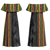 Hawaii Lei Kanaka Maoli Flag Couples Matching Off Shoulder Maxi Dress and Hawaiian Shirt Tropical Vibes
