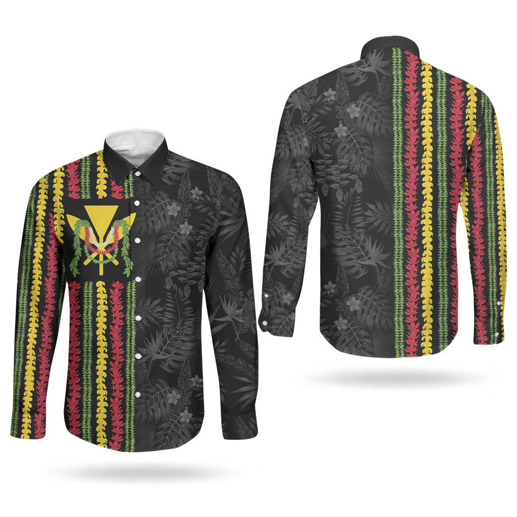 Hawaii Lei Kanaka Maoli Flag Couples Matching Off Shoulder Maxi Dress and Long Sleeve Button Shirt Tropical Vibes