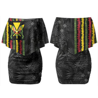 Hawaii Lei Kanaka Maoli Flag Couples Matching Off Shoulder Short Dress and Hawaiian Shirt Tropical Vibes