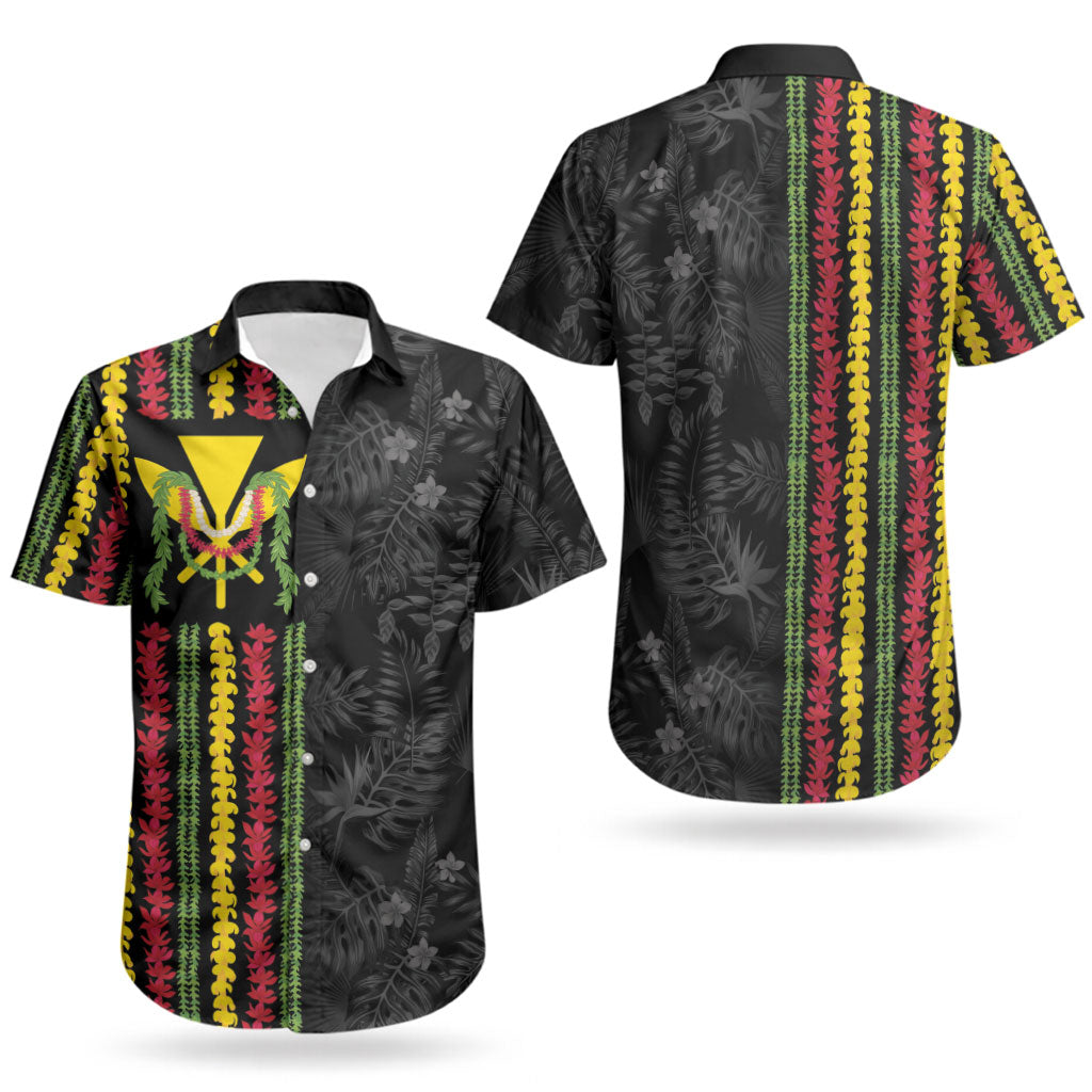 Hawaii Lei Kanaka Maoli Flag Couples Matching Short Sleeve Bodycon Dress and Hawaiian Shirt Tropical Vibes